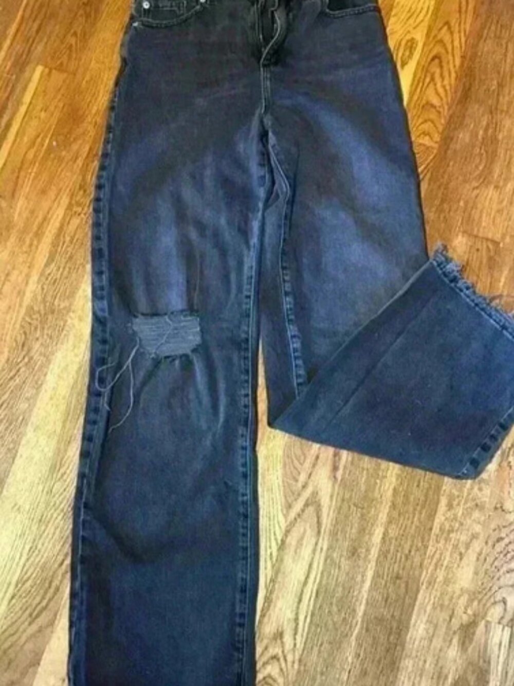 Gray Wide Leg Denim Jeans